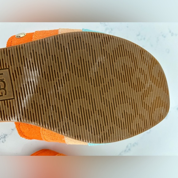 UGG Ximena slides sandals size 8 suede multi stripes in mandarin and sky - Picture 5 of 6